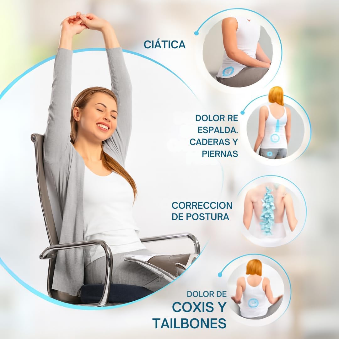 !OFERTA¡ 2X1. Cojín Anatómico Antideslizante. Corrige tu postura y problemas de espalda mientras trabajas.