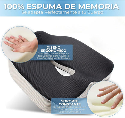 !OFERTA¡ 2X1. Cojín Anatómico Antideslizante. Corrige tu postura y problemas de espalda mientras trabajas.