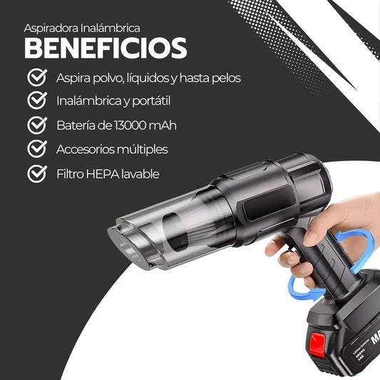 Aspiradora multifuncion . Limpia rapido y sin cables. Aspira polvo, liquidos y hasta pelos.