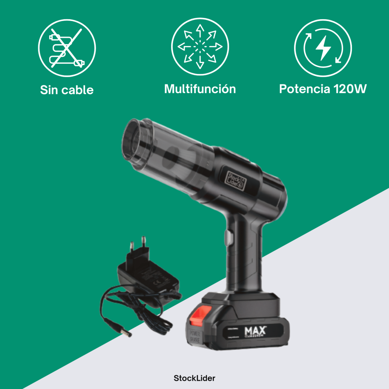 Aspiradora multifuncion . Limpia rapido y sin cables. Aspira polvo, liquidos y hasta pelos.